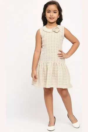 GUFRINA Girls Checked Gathered Detailed Drop-Waist Dress