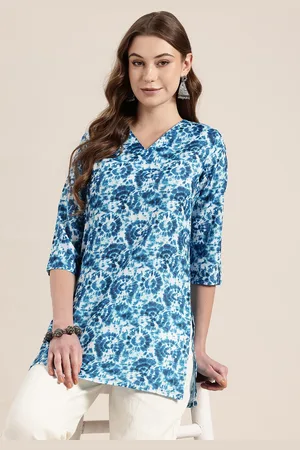 HERE&NOW Tie & Dye V-Neck Straight Kurti