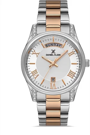 Daniel Klein Premium Women Silver And Rose Gold Dial Strap Watch DK.1.13227-5