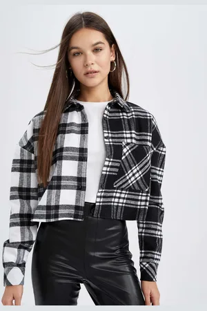 DeFacto Women Tartan Checked Crop Casual Shackets