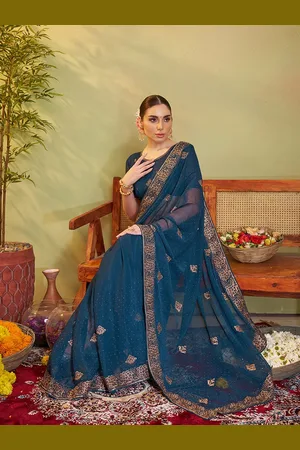 Kalista Embellished Embroidered Organza Saree