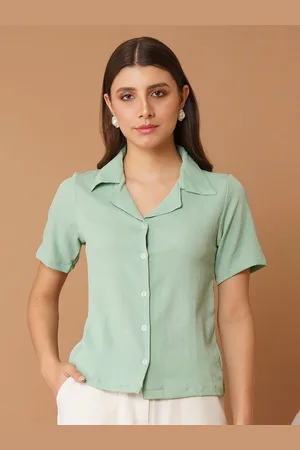 Chemistry Women India Slim Fit Cuban Collar Textured Casual Shirt
