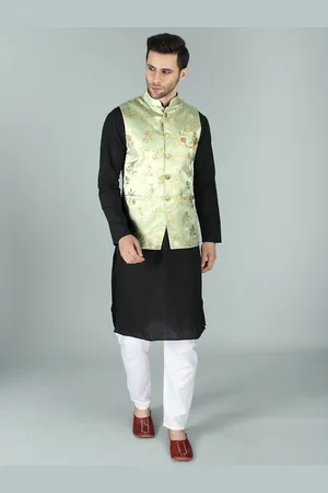 Exotic India Frost Ethnic Party Wear Floral Brocade Nehru Jacket Waist Coat