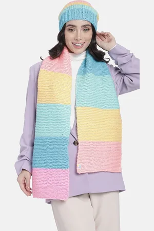 Magic Needles Women Colourblocked Beanie With Scarf