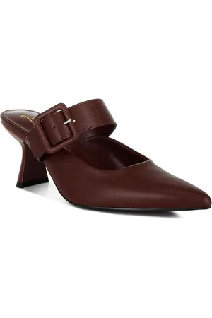 London Rag Women Leather Block Heel Sandal With Buckle Details