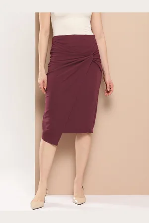 Chemistry Knot Detail High Low Hem Straight Skirt
