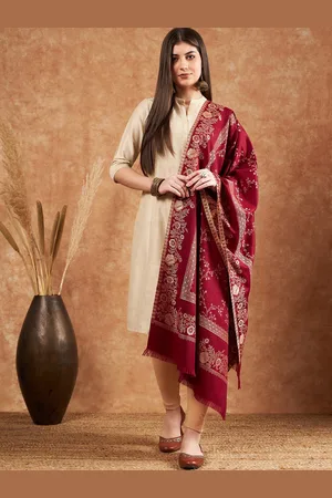 Sangria Floral Woven Design Winter Pashmina Woollen Stole