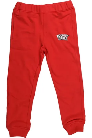LOONEY TUNES Boys Red Solid Straight-Fit Joggers