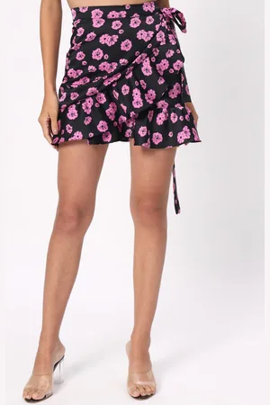 DEPANO Floral Printed Mini Wrap Skirt