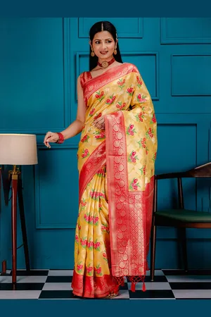 Mimosa Ethnic Motifs Woven Design Zari Banarasi Saree
