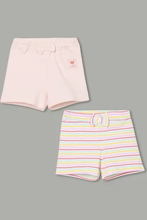 Lifestyle Girls Pack of 2 Striped Regular Fit Mid-Rise Denim Shorts