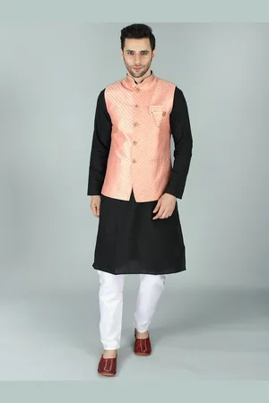 Exotic India Art Silk Lucknowi Thread Embroidery with Sequins work Nehru Jacket Waist Coat