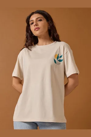 Mast & Harbour Women Floral Printed Round Neck Cotton Relaxed Fit T-shirt