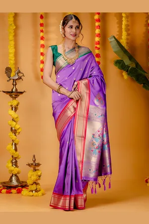 Mimosa Ethnic Motifs Woven Design Zari Paithani Saree