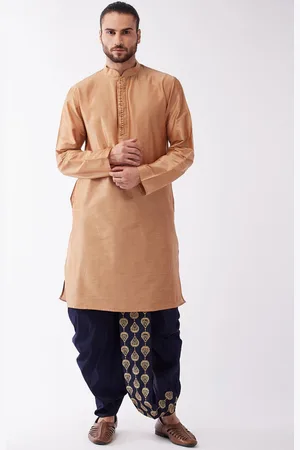 Vastramay Men Rose Gold Kurta with Dhoti Pants