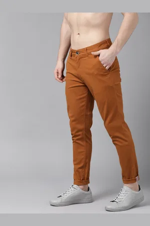 Roadster Men Rust Slim Fit Solid Chinos