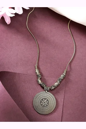 Anouk Women Gold-Plated Circular Shape Pendant with Chain
