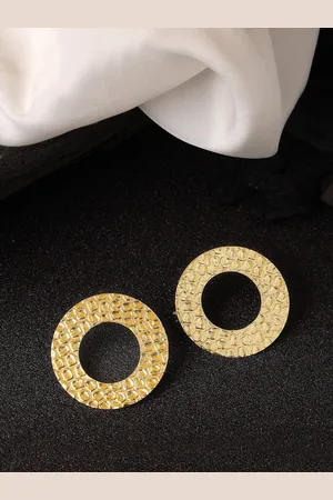 DressBerry Women Gold-Plated Cut-Out Circular Drop Earrings