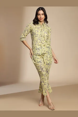 Roadster The Lifestyle Co Printed Pure Cotton Shirt With Trousers Co-Ords