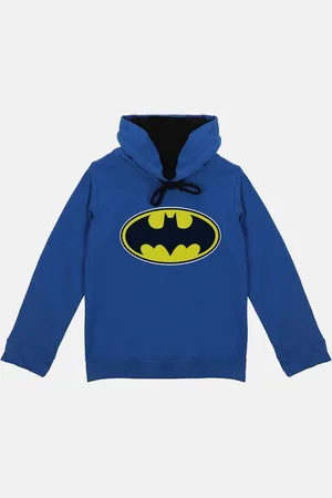 Batman Boys Blue Printed Hooded Sweatshirt With Attached Face Covering
