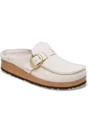 Birkenstock Buckley Corduroy Antique White Narrow Width Suede Embossed Clogs