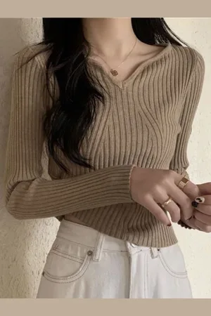 HERE&NOW Women V-Neck Long Sleeves Top