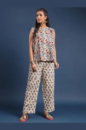 Taavi Printed Pure Cotton Sleeveless Top & Trousers Co-Ords