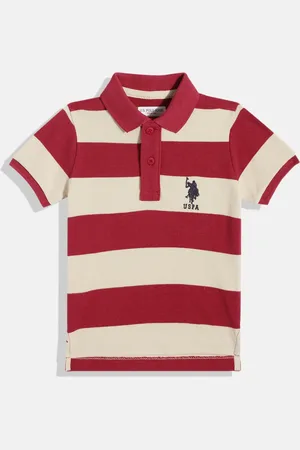 Ralph Lauren Boys Striped Polo Collar Pure Cotton T-shirt