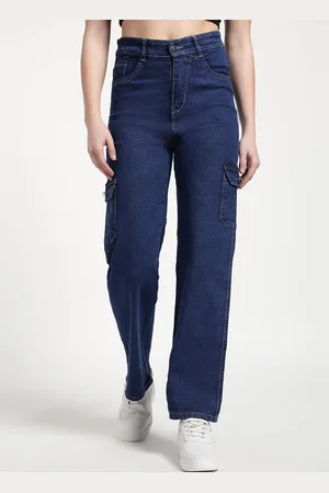 Roadster The Lifestyle Co Women Pure Cotton High Rise Cargo Jeans
