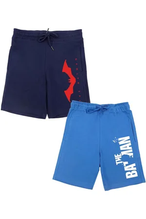 Wear Your Mind Boys Pack Of 2 Blue & Navy Blue Superhero Printed Batman Outdoor Shorts
