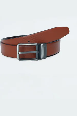 Max Collection Men Textured Tang Closure Leather Reversible Formal Belt