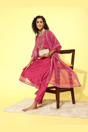 Indo Era Women Ethnic Motifs Yoke Design Regular Sequinned Kurta with Trousers & Dupatta
