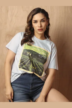 Roadster The Lifestyle Co. Women Graphic Printed Round Neck Cotton Boxy Fit T-Shirt