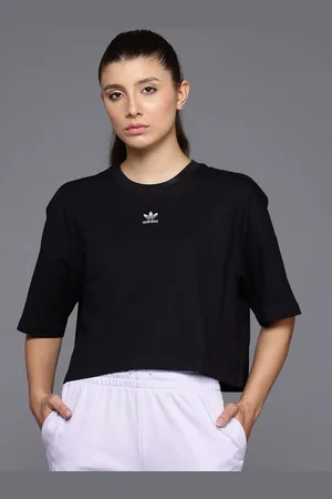 adidas Drop-Shoulder Sleeves Pure Cotton Boxy Fit Crop T-shirt