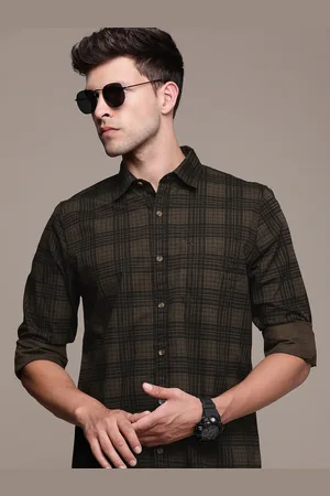 WROGN Men Tartan Checks Pure Cotton Casual Shirt