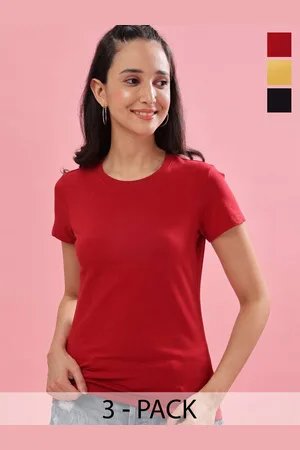 Dollar Missy Women Pack Of 3 Round Neck Solid Cotton T-shirts