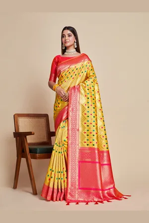 Mimosa Floral Woven Design Zari Kanjeevaram Saree