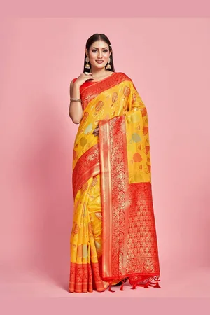 Mimosa Floral Woven Design Zari Kanjeevaram Saree