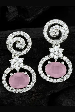 Alamod Silver-Plated Cubic Zirconia Oval Drop Earrings