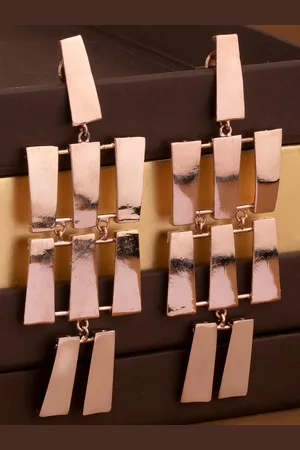 Alamod Rose Gold-Plated Contemporary Drop Earrings
