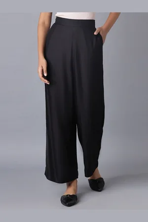 Elleven Women Black Solid Wide Leg Palazzo