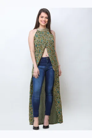 Cation Women Green Printed Maxi Top