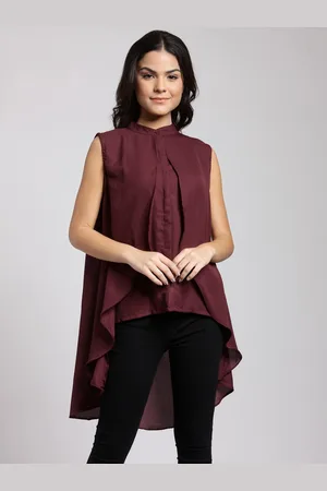 Cation Women Maroon Solid High-Low Top