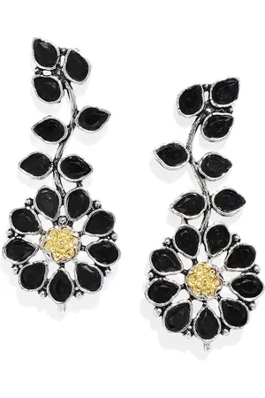 Alamod Silver-Plated Floral Drop Earrings