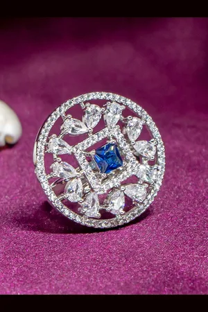 Manikya Jewellery Rhodium Plated Cubic Zirconia Studded Finger Ring