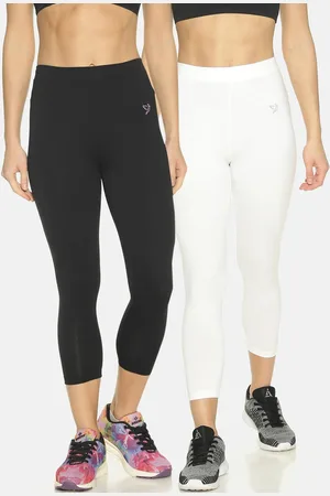 Twin Birds Pack of 2 Women Solid Skinny Fit Three-Fourth Stretch Pure Cotton Tights