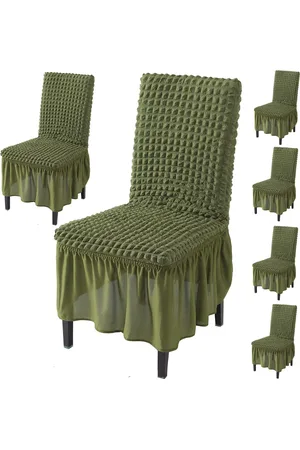 HOKIPO Green 6 Pieces Bubble Frill Stretchable Chair Covers