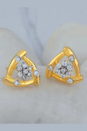 Alamod Gold-Plated Triangular Studs Earrings