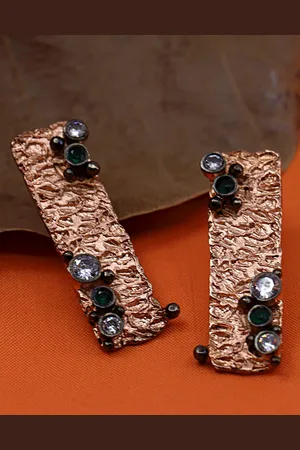Alamod Rose Gold-Plated Contemporary Drop Earrings