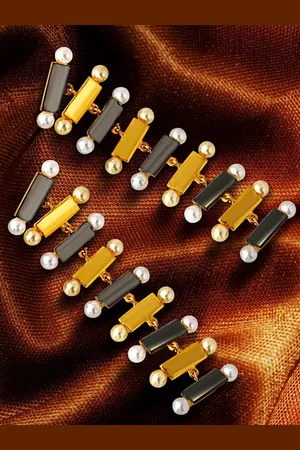 Alamod Gold-Plated Contemporary Drop Earrings